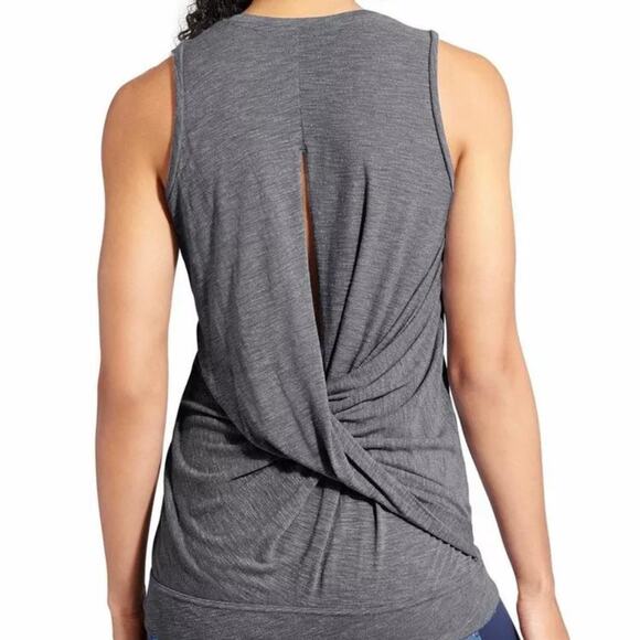 Athleta Siro Twist Back Tank Top Heathered Gray Women’s Sleeveless Size Small - Picture 2 of 11